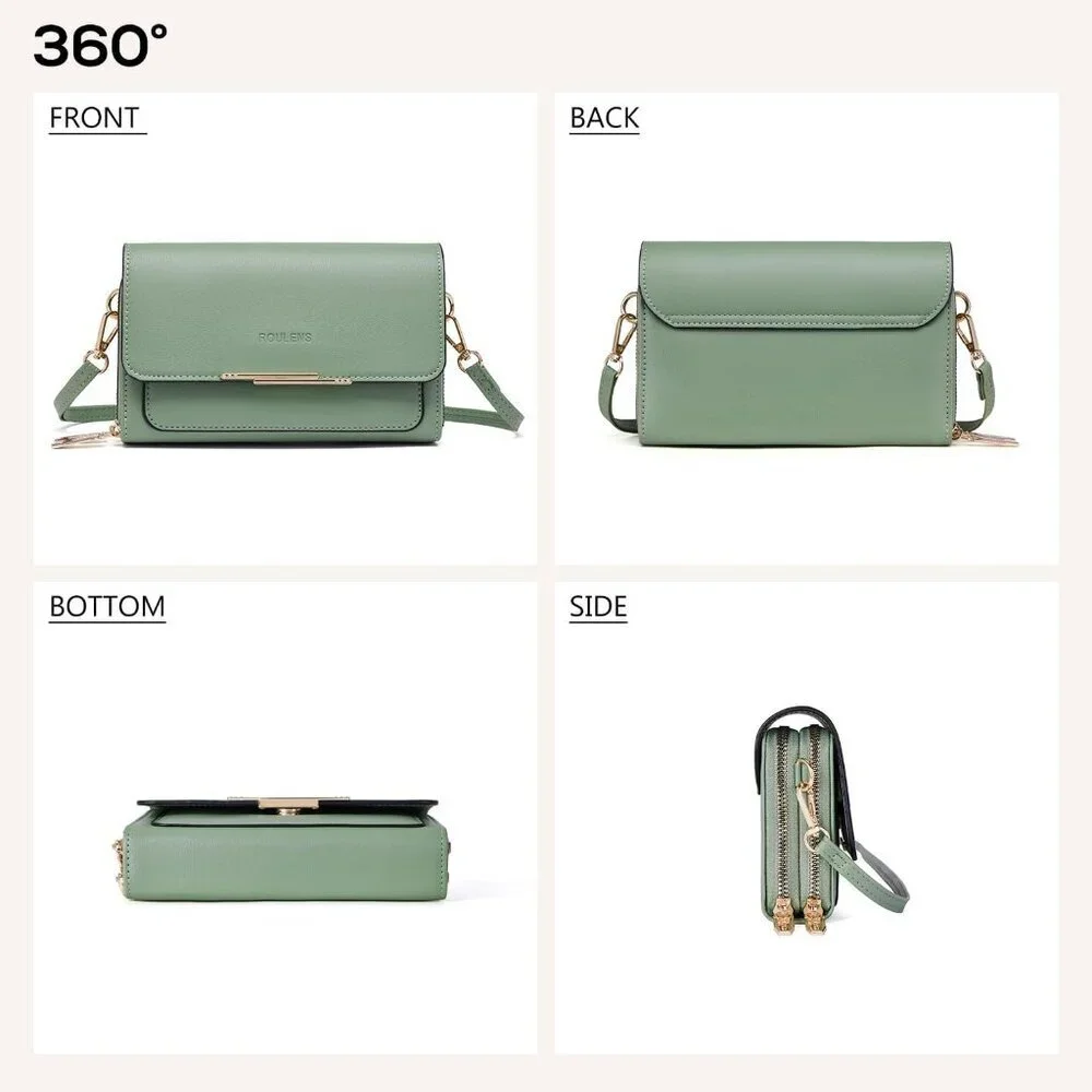Small Crossbody Bag for Women Leather Wallet Phone Pocket Adjustable Strap
